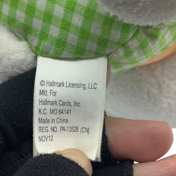 Somebunnys 1st Easter Plush Bunny Hallmark White Green Checkered Outfit 9” - Picture 4 of 7